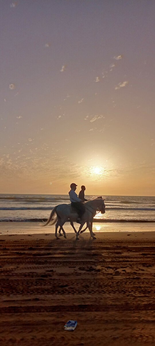 Teeritual am Strand bei Sonnenuntergang