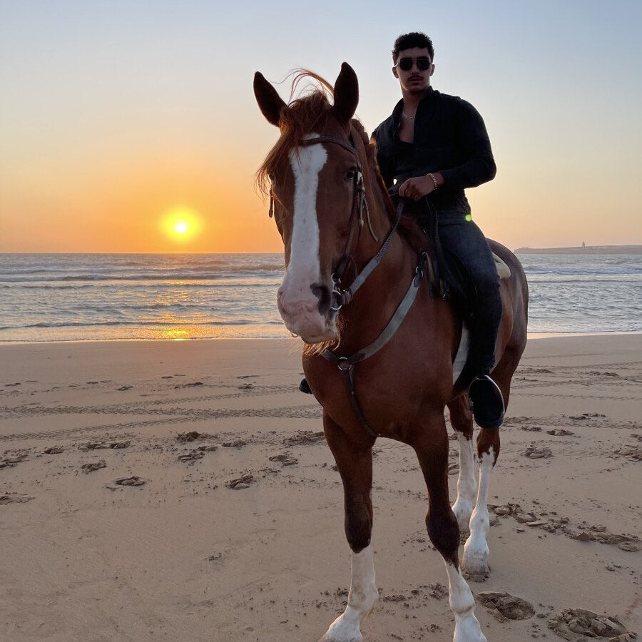 Balade à cheval de 2 heures au coucher du soleil sur la plage
